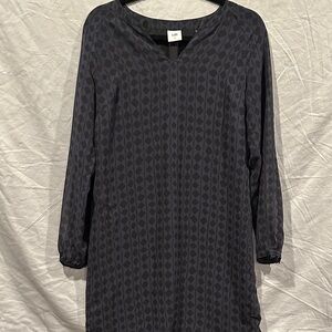 CAbi Charcoal Diamond Pattern Long Sleeve Dress